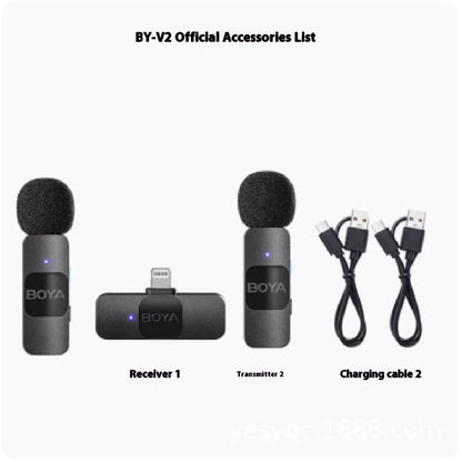 Wireless Microphone Collar Clip Mobile Live Shooting Video Recording Radio