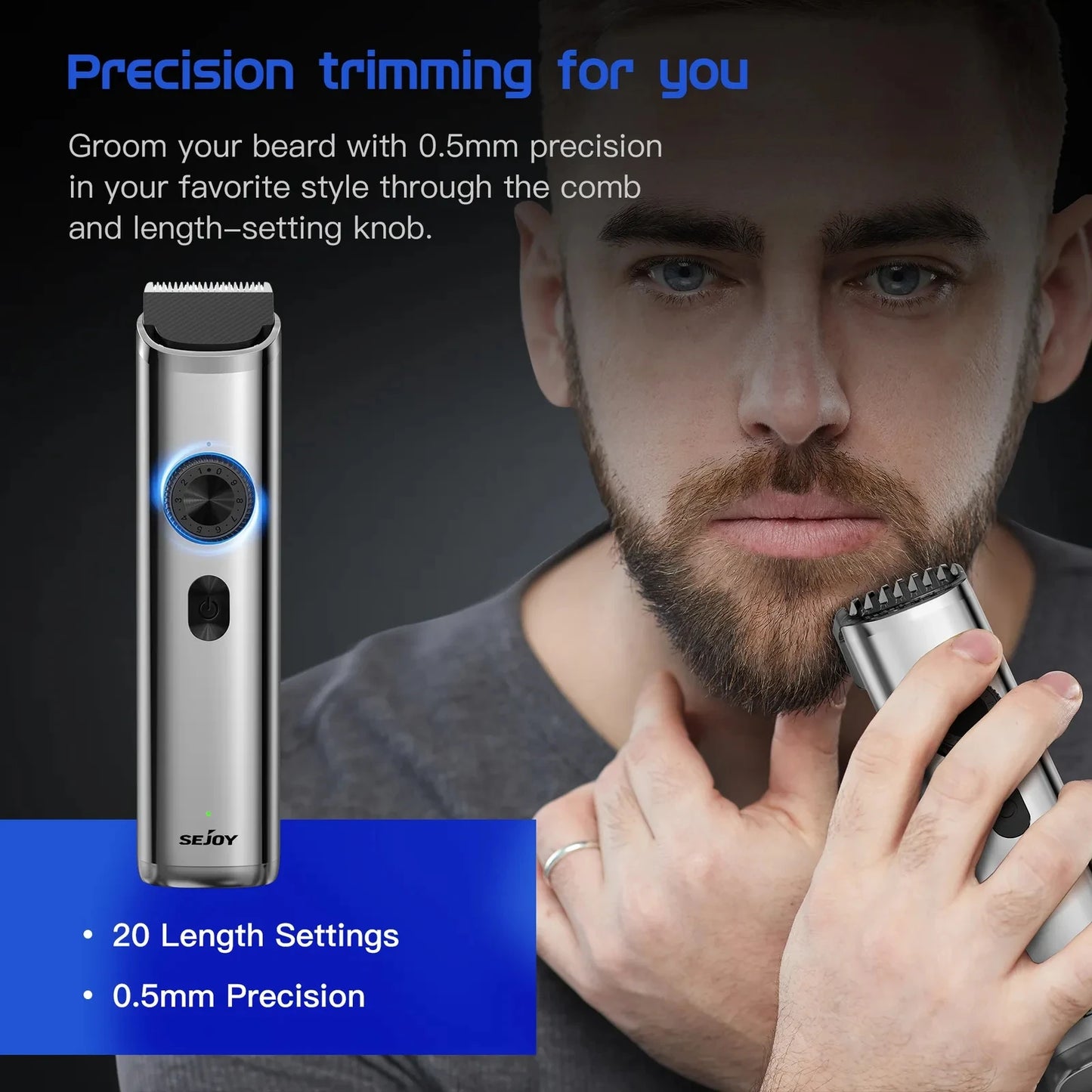 Sejoy Professional Men's Hair Clippers Trimmers USB Cordless Beard Electric Shaver Clipper Beard Trimmer Haircut Grooming Kit