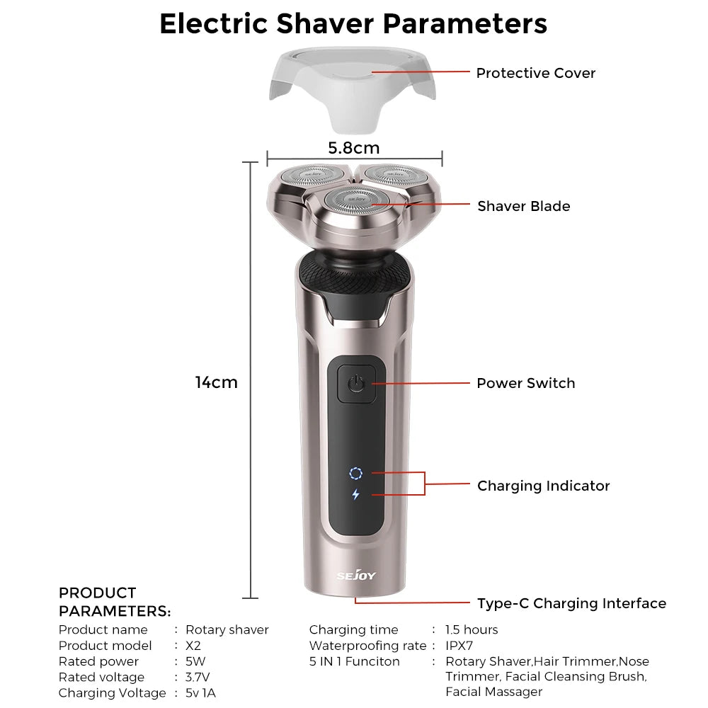 Sejoy Electric Hair Clipper for Men  5 in 1 Electric Nose Hair Trimmer Professional Cutting Machine Rechargalbe