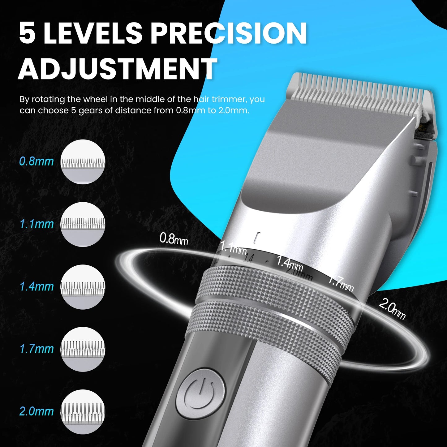 Electric Hair Clippers Men Professional Kit 5-gear Adjustable Hair Cutting Machine For Men Adults Kids Cordless Hair Trimmers