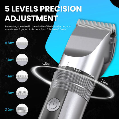 Electric Hair Clippers Men Professional Kit 5-gear Adjustable Hair Cutting Machine For Men Adults Kids Cordless Hair Trimmers